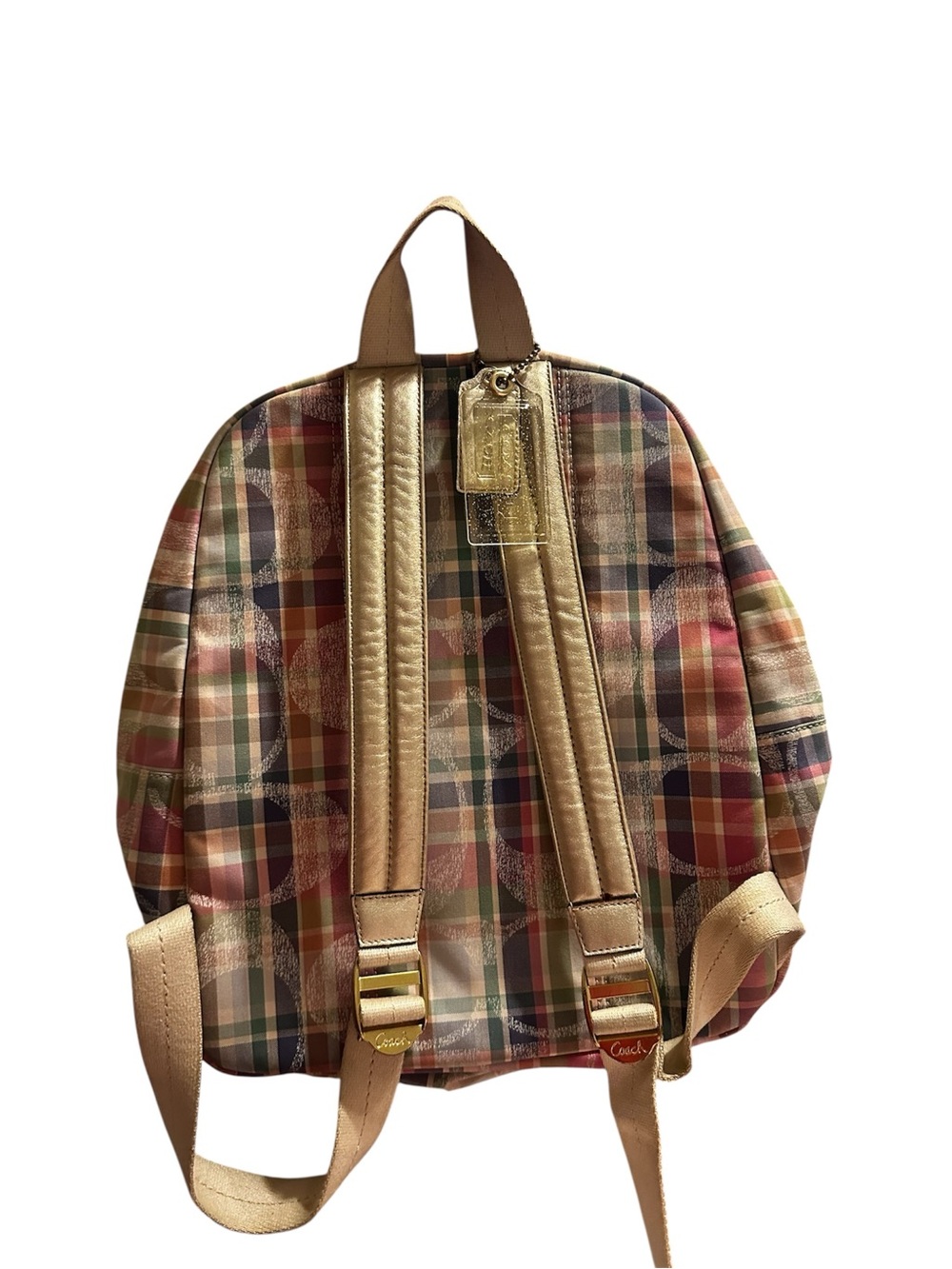 Coach Multicolor Plaid Mini Backpack in Tan, Pink, Blue & Green - Picture 2 of 7